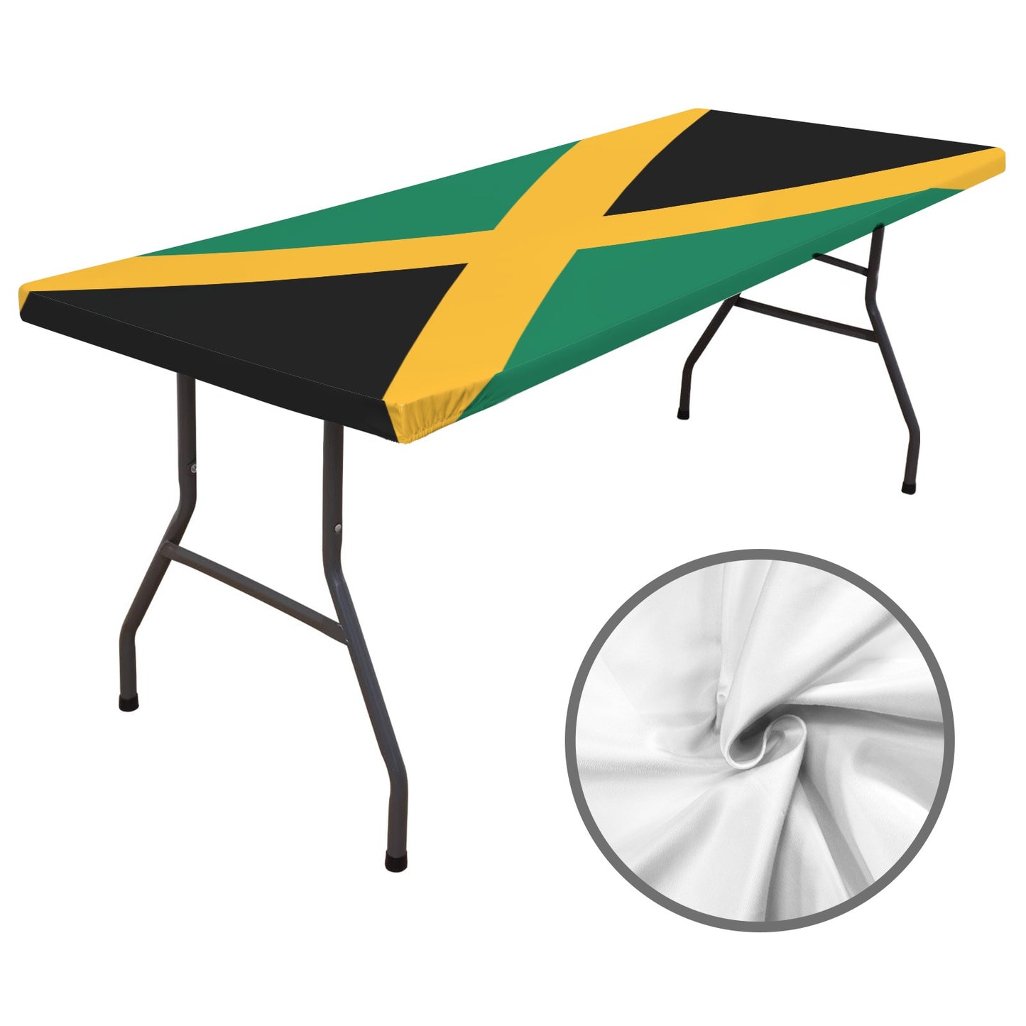 Jamaica Flag Inspired Custom Elastic Fitted Tablecloth 72x30 inch (Made in the USA)