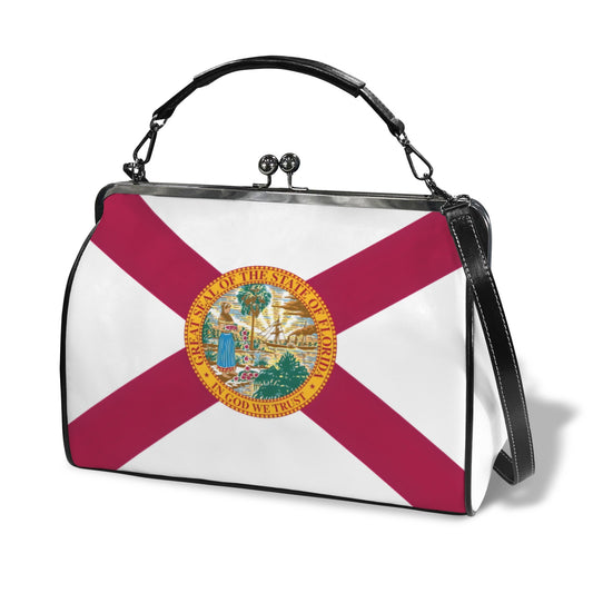 Florida Flag Inspired Kisslock Crossbody Shoulder Bag-Large