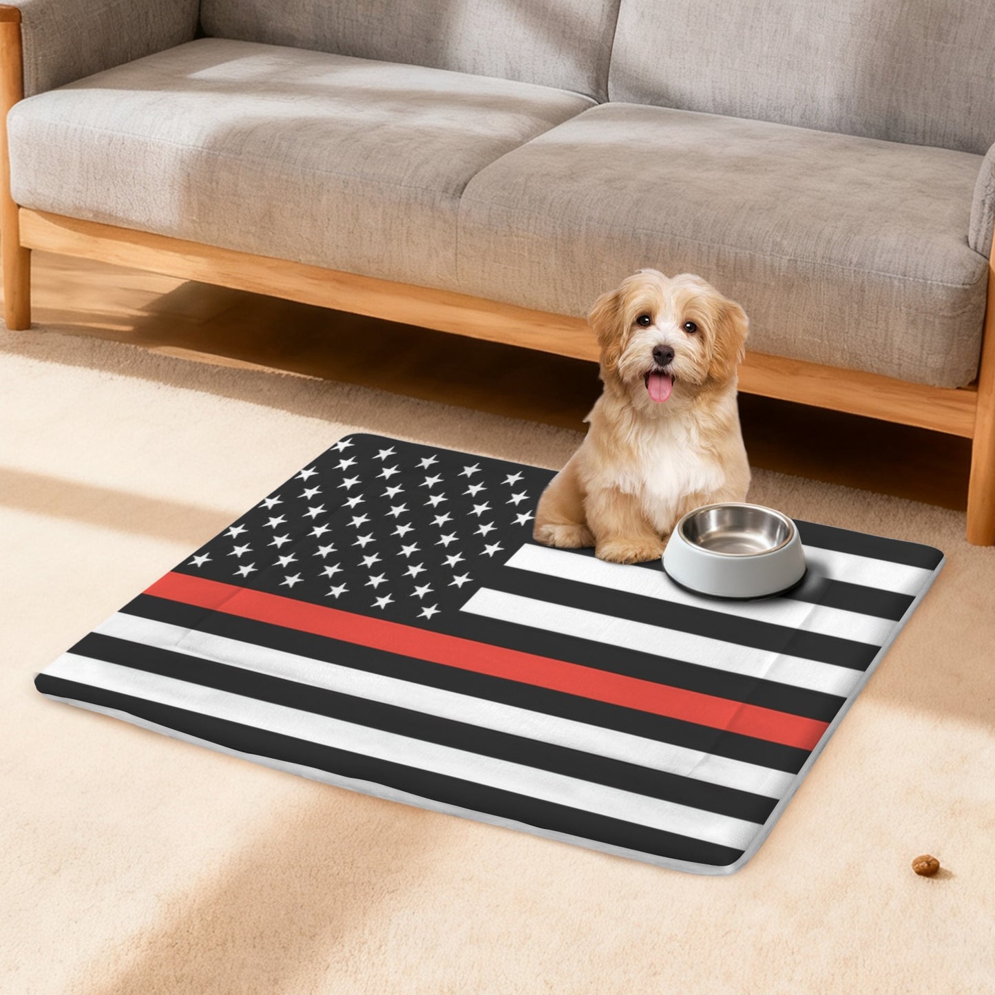 Thin Red Line Flag Inspired Pet Mat 25x18inch (Made in the USA)