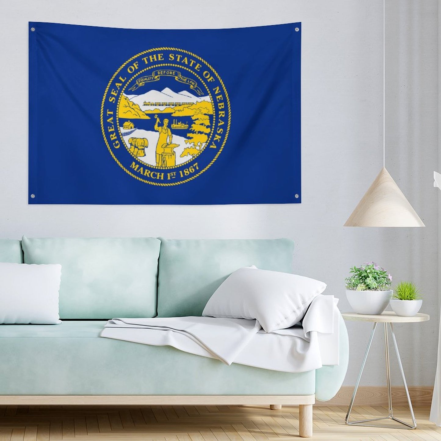 Nebraska Flag Inspired Wall Mount Flag with Four Grommets (35x59 in)