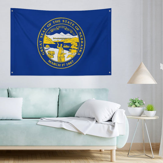 Nebraska Flag Inspired Wall Mount Flag with Four Grommets (35x59 in)