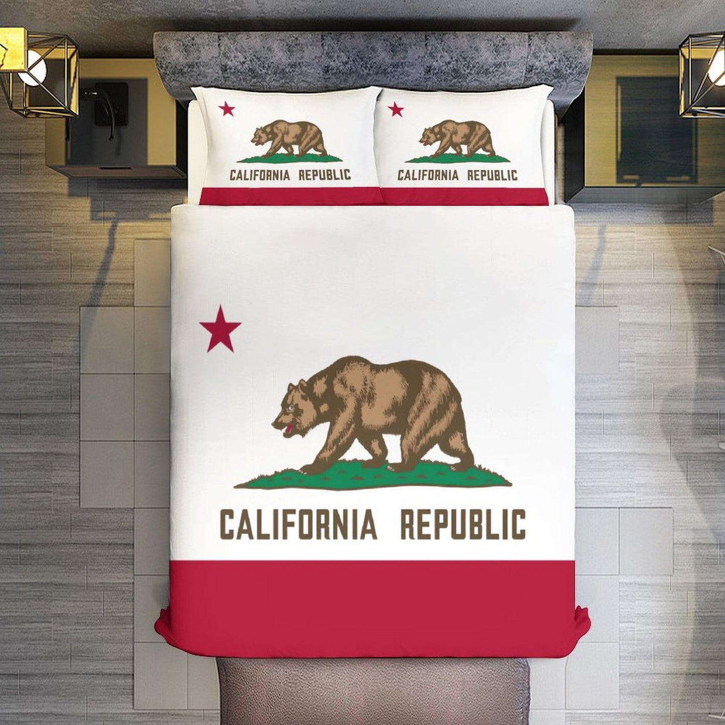 California Flag Inspired 3-Piece Bedding Set (1 Duvet Cover + 2 Pillow Shams) – 102"×90"