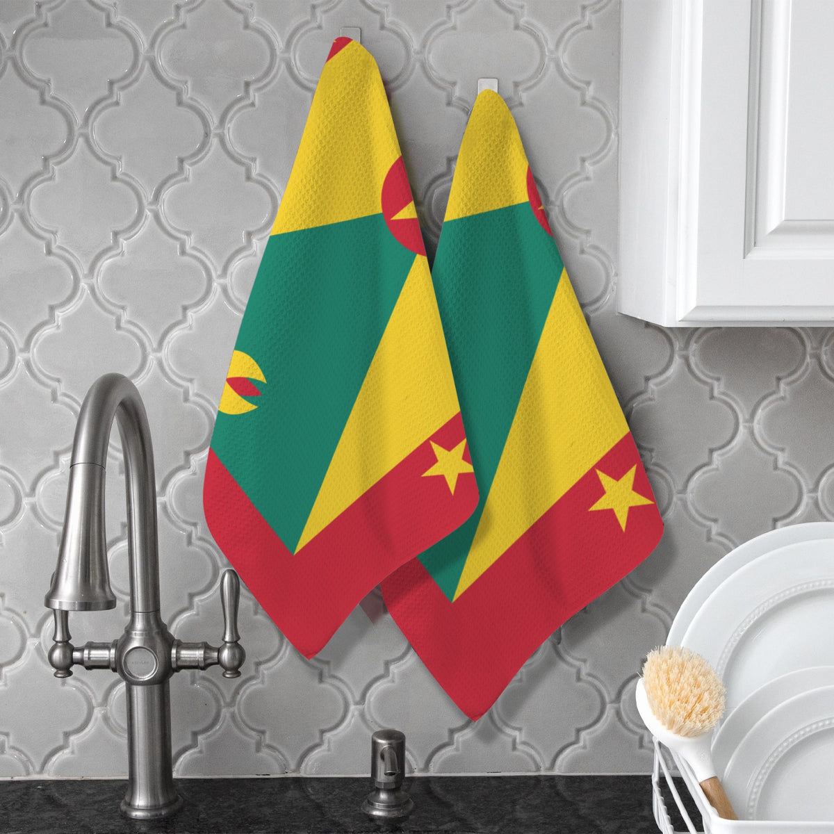 Grenada Flag Inspired Kitchen Towel 40X60cm (Pack of 2) | Printed In the USA