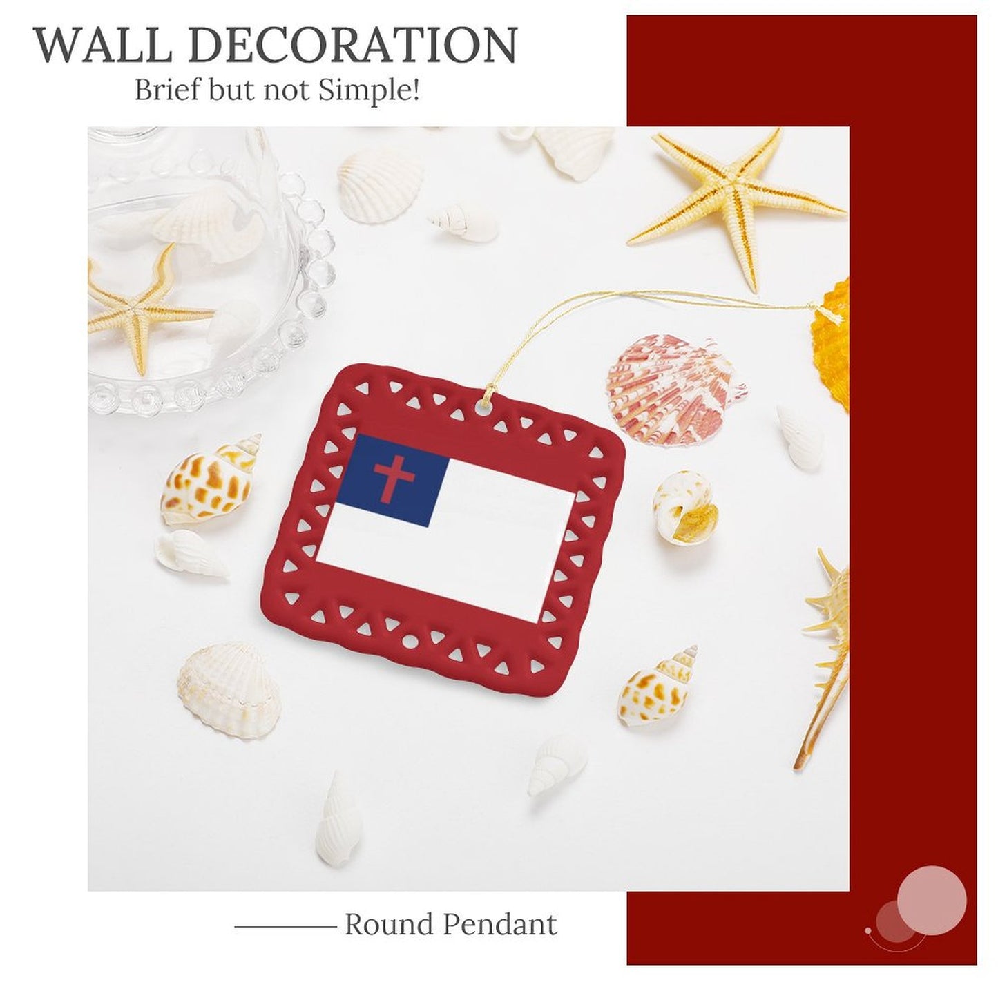 Christian Flag Inspired Square Ceramic Ornament Made in the USA