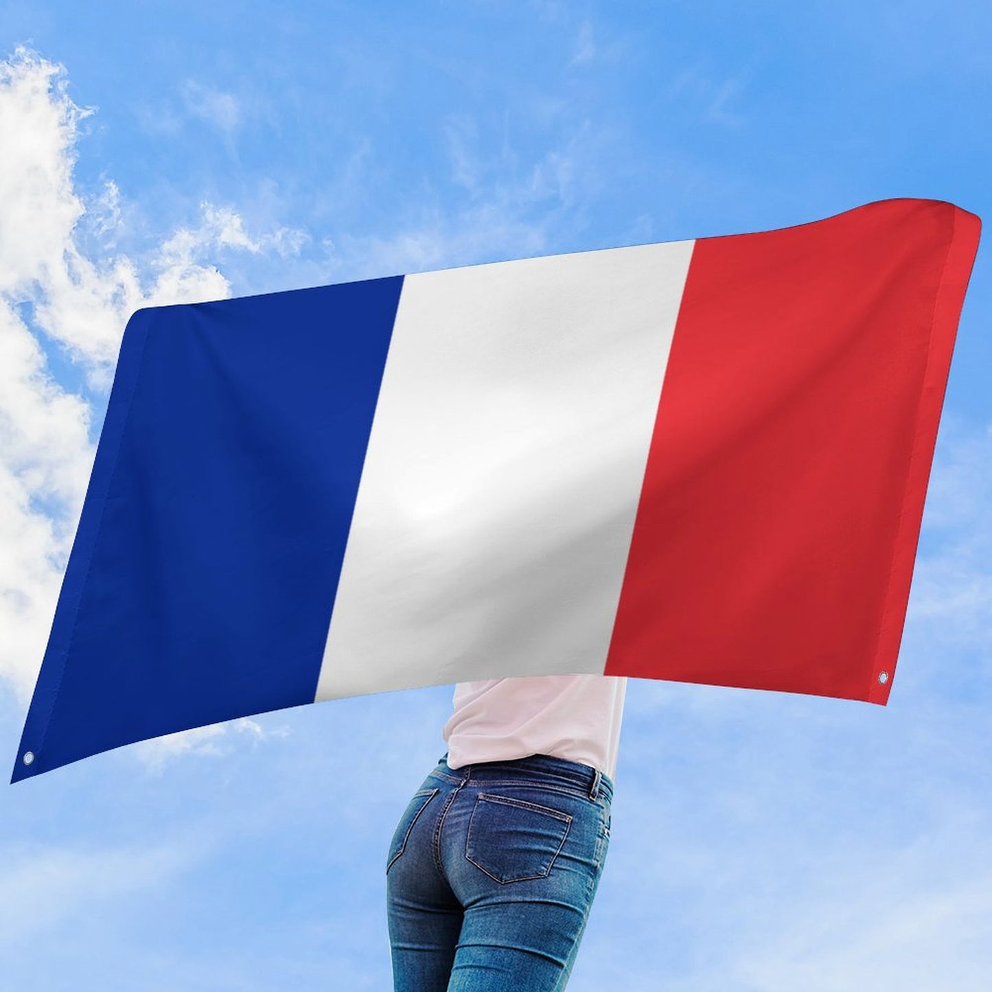 France Flag Inspired Wall Mount Flag with Four Grommets (35x59 in)