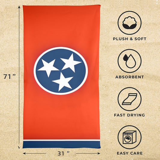 Tennessee Flag Beach Towel 31"x71" (Made in USA)