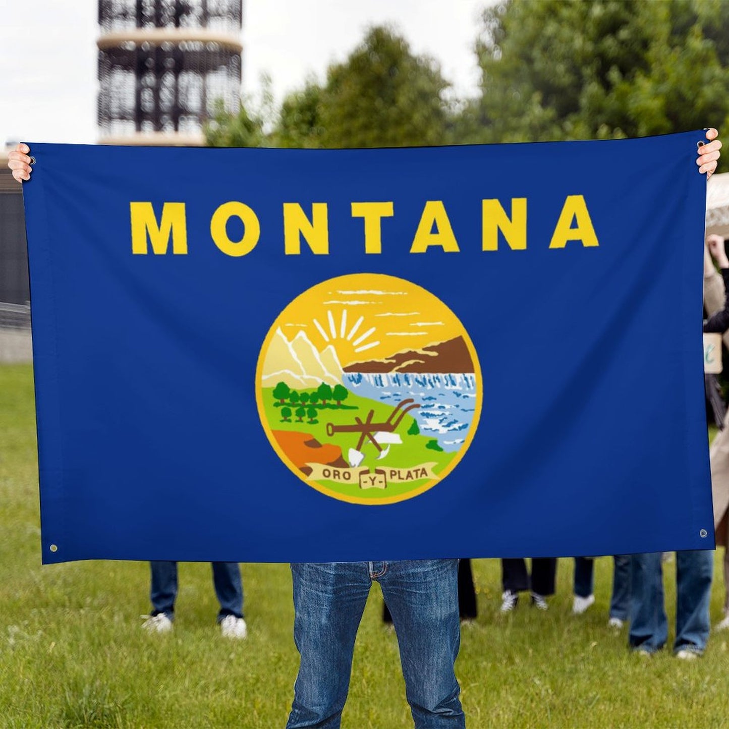 Montana  Flag Inspired Wall Mount Flag with Four Grommets (35x59 in)