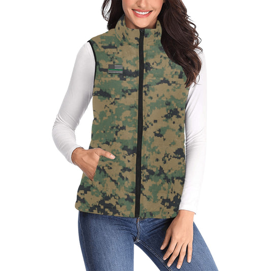 Thin Green Line Flag Inspired Eagle on Digital Camo Women's Padded Vest