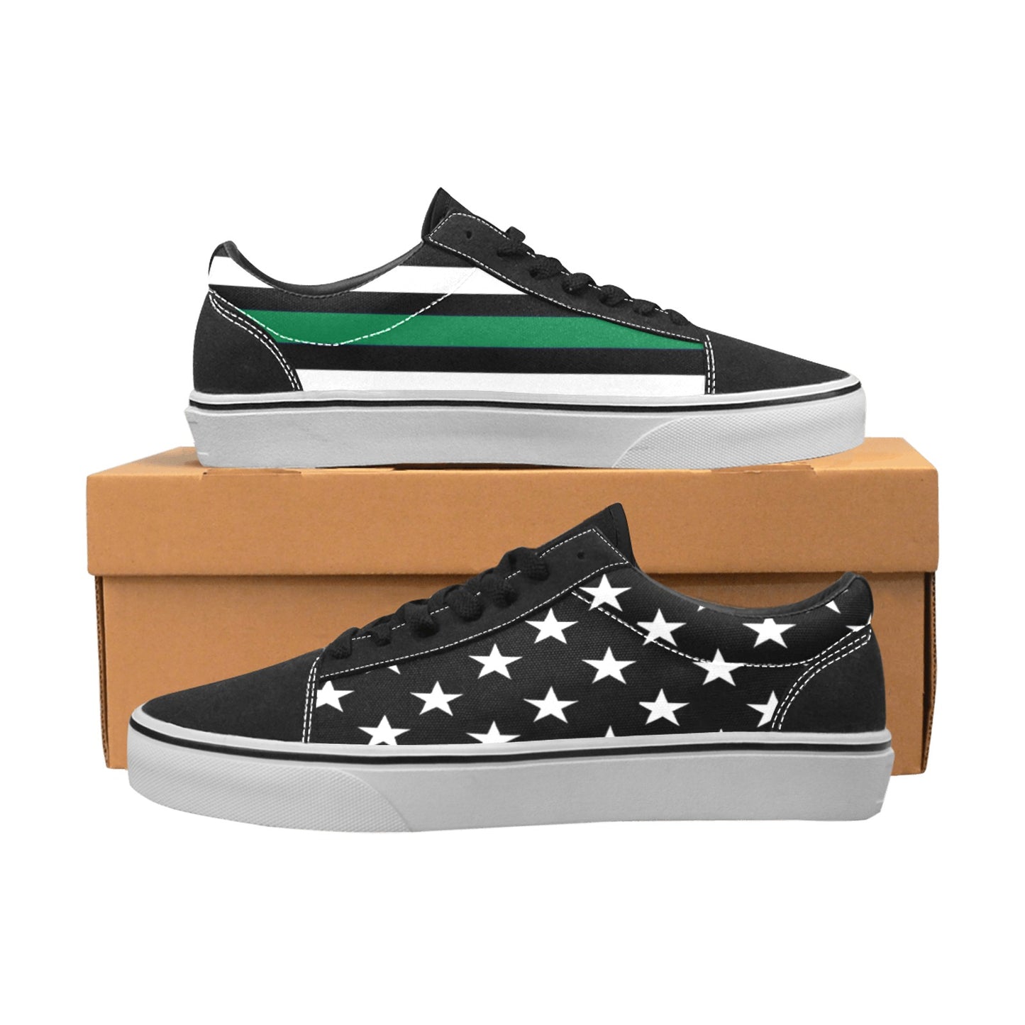 Thin Green Line Flag Inspired Men's Lace-Up Canvas Shoes