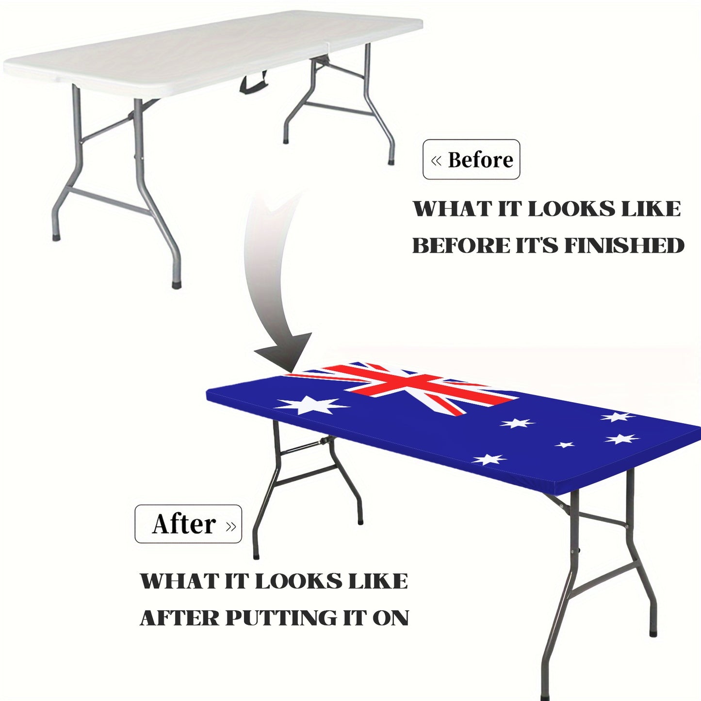 Australia Flag Inspired Custom Elastic Fitted Tablecloth 72x30 inch (Made in the USA)