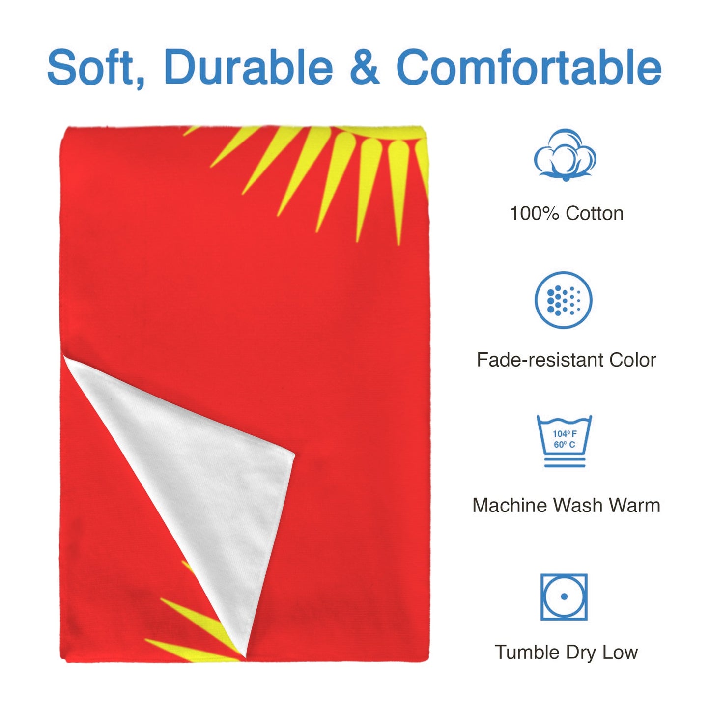 Kyrgyzstan Flag Inspired Custom Bath Towel 29"x58"(Made in USA)