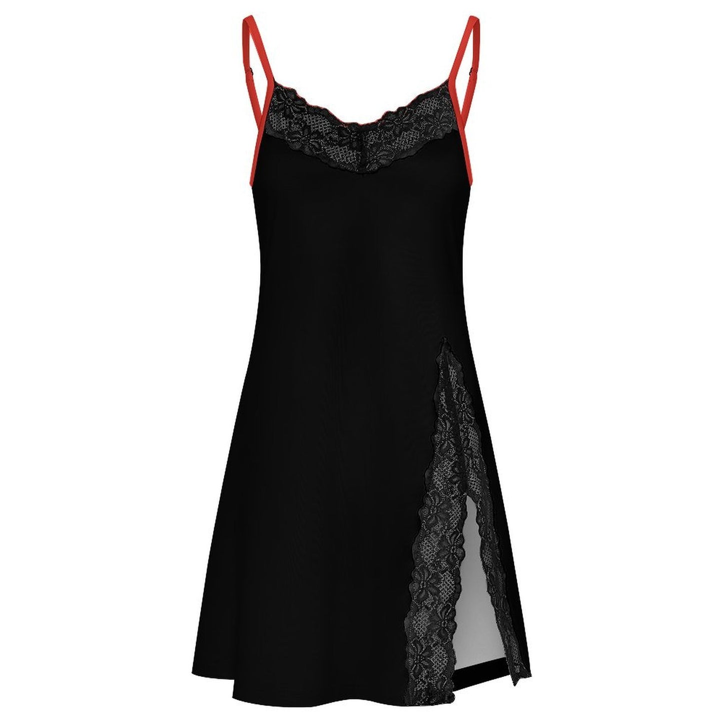 Thin Red Line Flag Inspired Women's Lace Slit Cami Pajama Dress