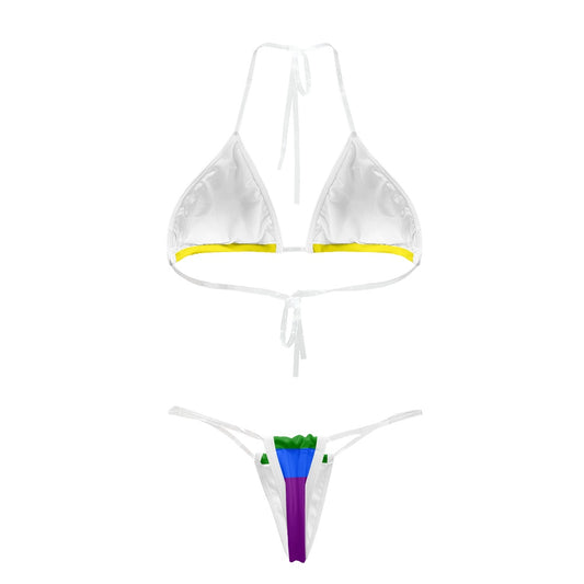 Rainbow Flag Inspired Transparent String Bikini Style-2