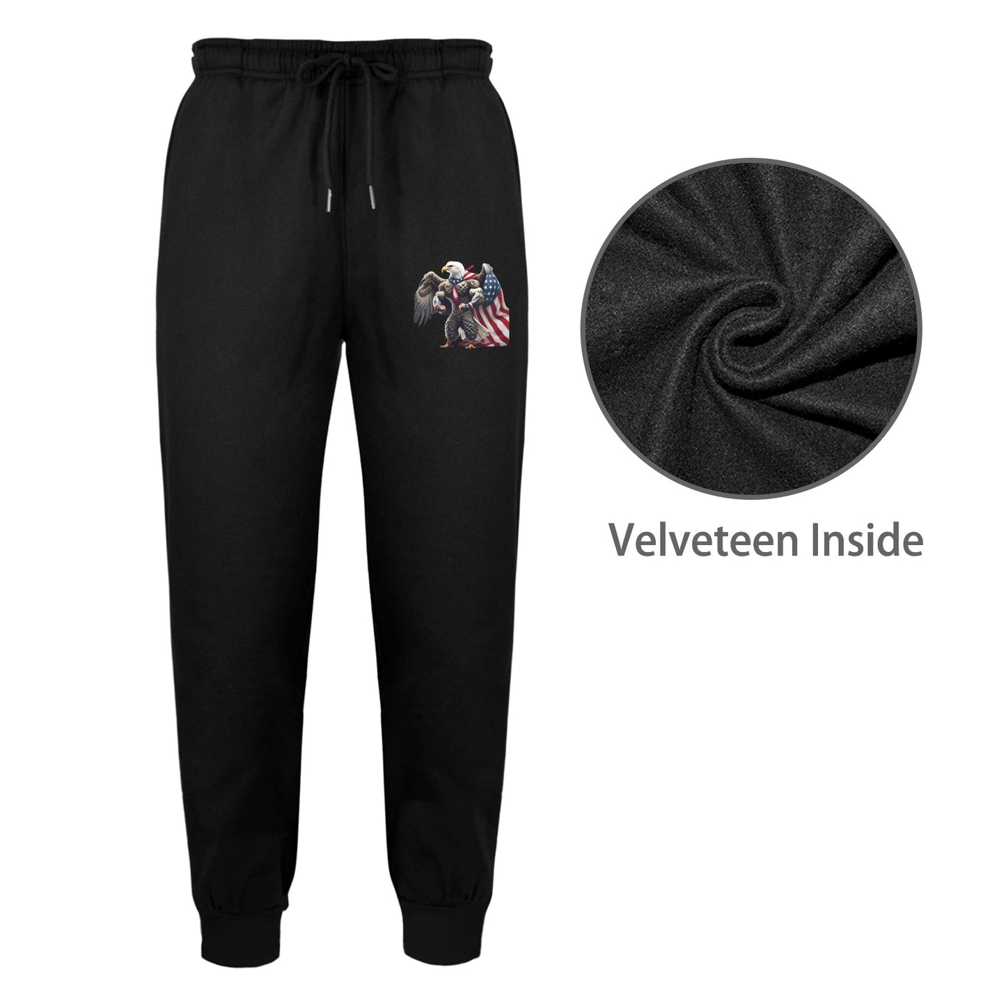 USA/American Flag Inspired Eagle with Cape Unisex Fleece Sweatpants (Left Printing) | Ships from USA
