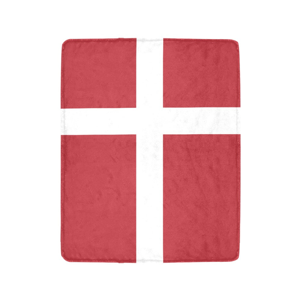 Luv My Flag Denmark blanket featuring red and white design.