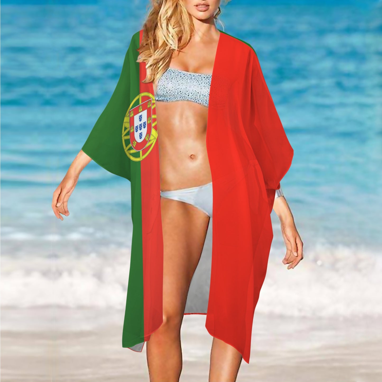 Portugal Flag Inspired Women's Long Cover Up