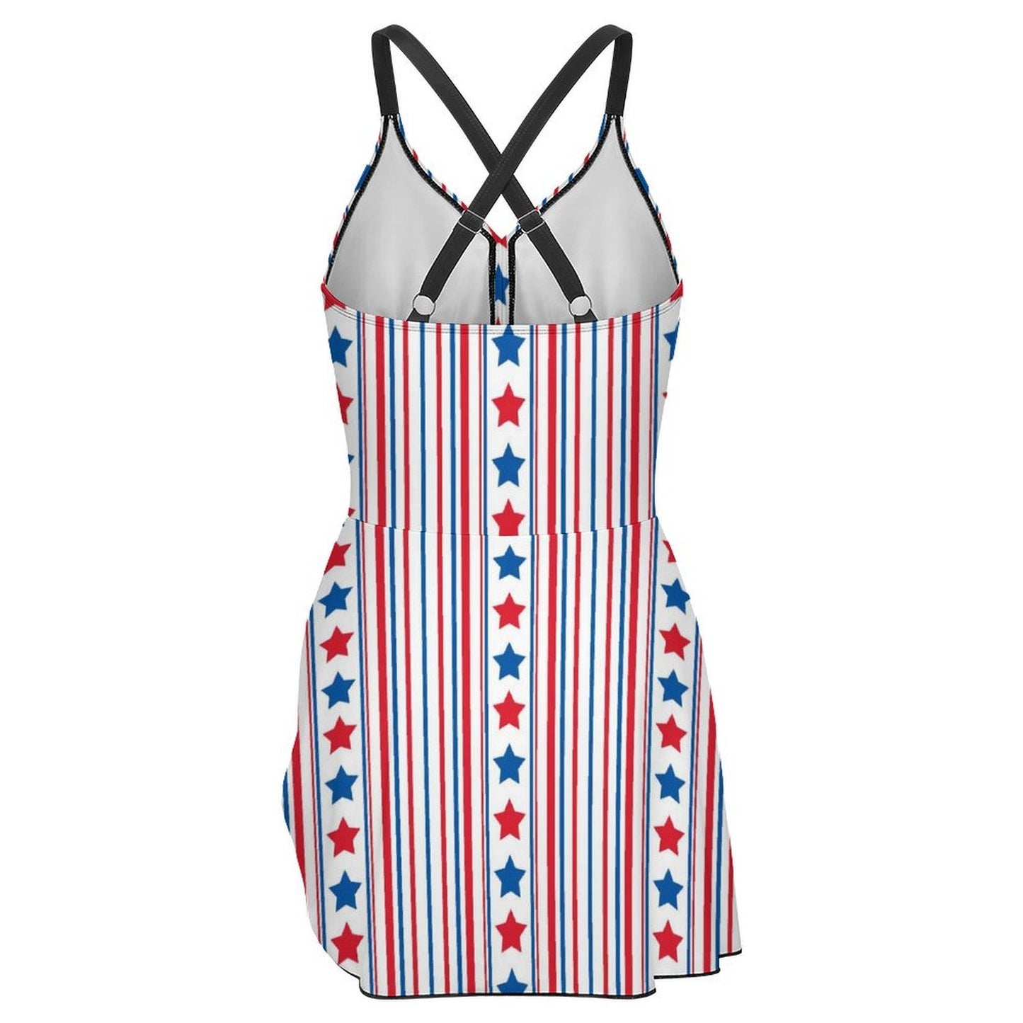 USA/American Flag Inspired Stars & Stripes Pattern Women's Hem Tie One-piece Swimsuit