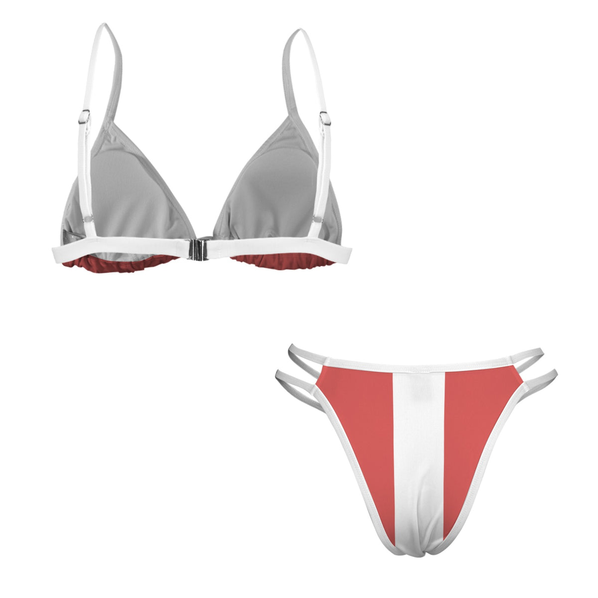 Canada Flag Inspired Double-Strap Triangle Bikini Set