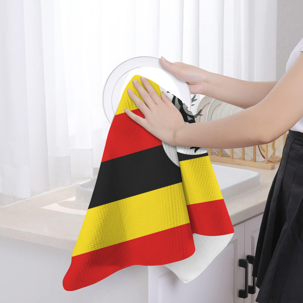 Uganda Flag Inspired Kitchen Towel 40X60cm (Pack of 2) | Printed In the USA