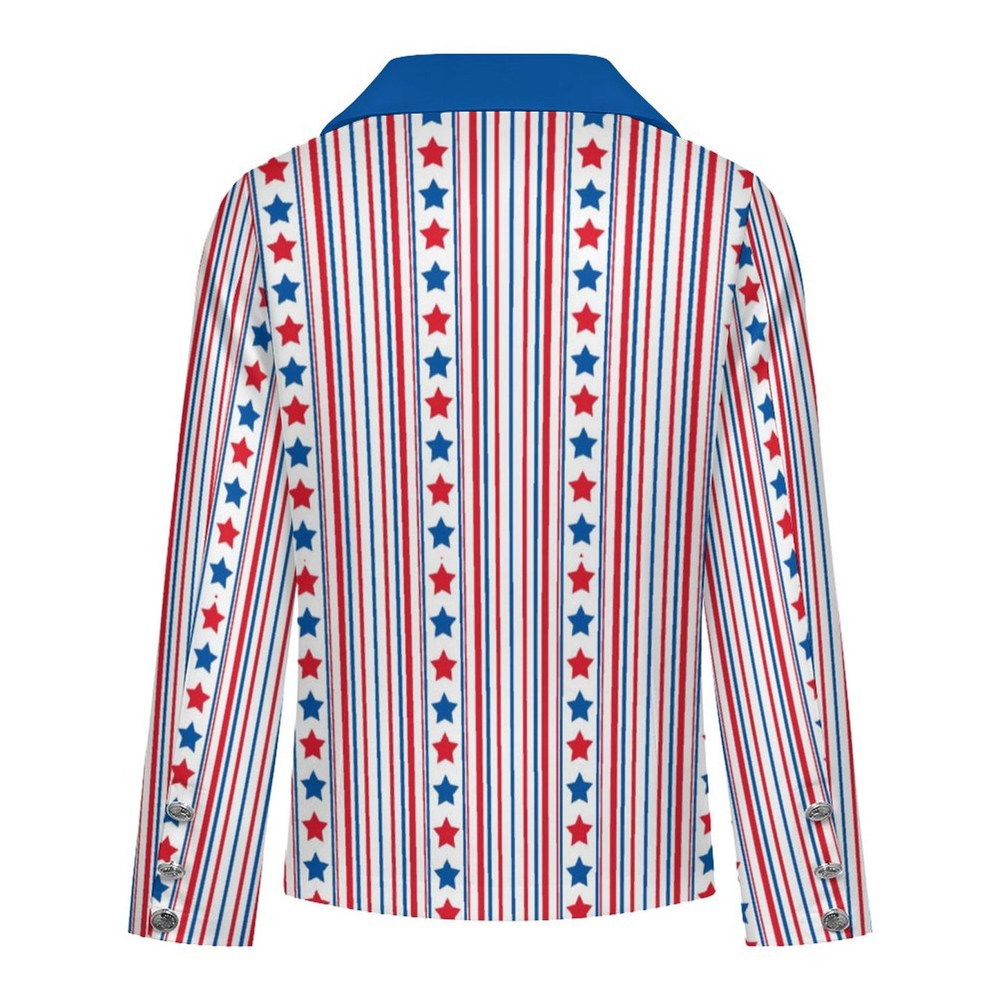 USA/American Flag Inspired Stars and Stripes Pattern Women’s Double Breasted Blazer