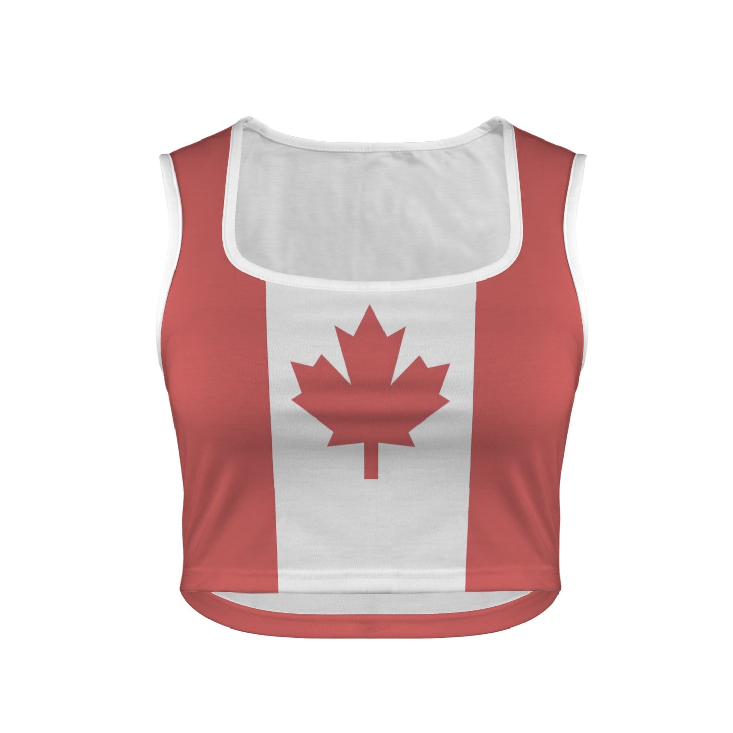 Canada Flag Inspired Square Neck Crop Tank Tops