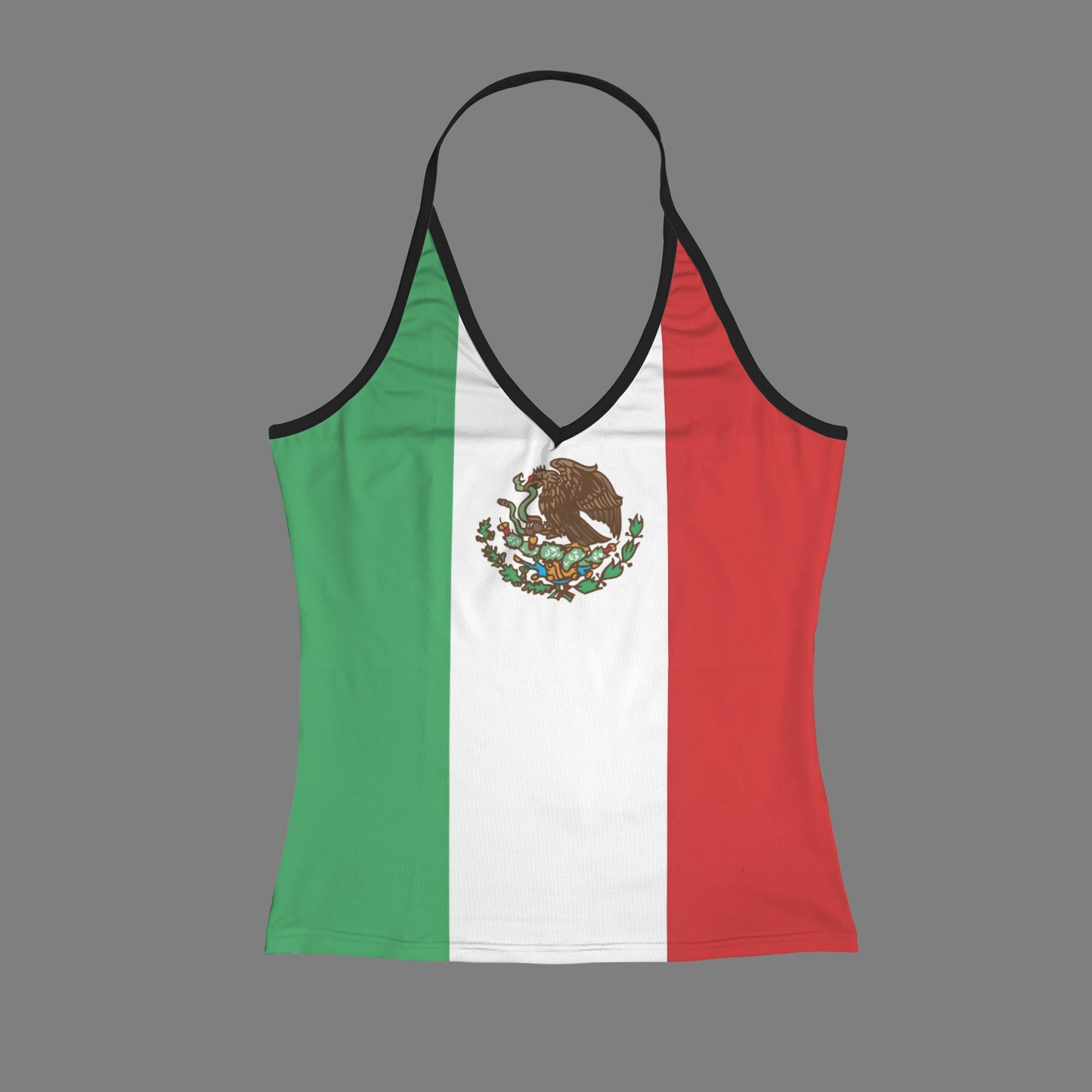 Mexico Flag Inspired V-neck Halter Open Back Tank Top