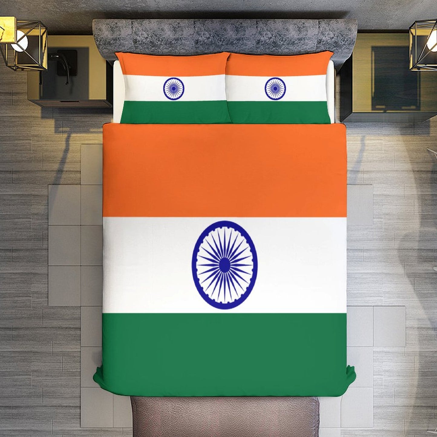 India Flag Inspired 3-Piece Bedding Set (1 Duvet Cover + 2 Pillow Shams) – 102"×90"