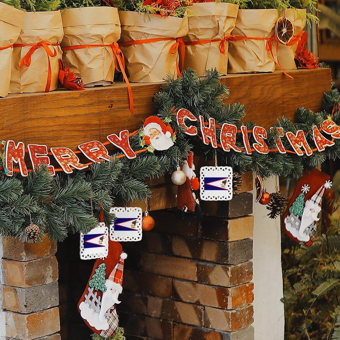 American Samoa Flag Inspired Square Ceramic Ornament Made in the USA