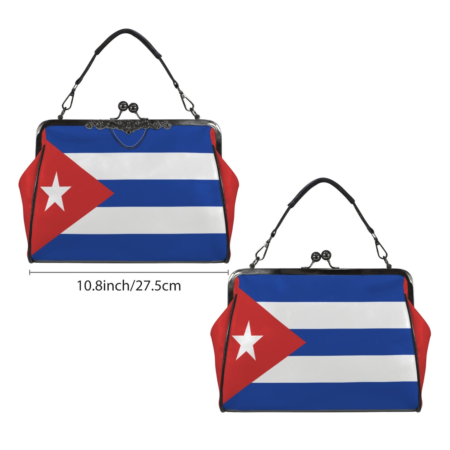 Cuba Flag Inspired Kisslock Crossbody Shoulder Bag