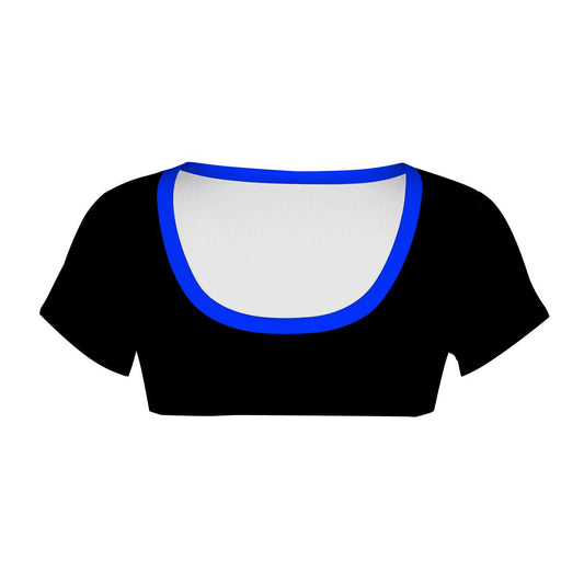 Thin Blue Line Flag Inspired Women's 1/2 Cut Short Sleeve T-Shirt Style-2