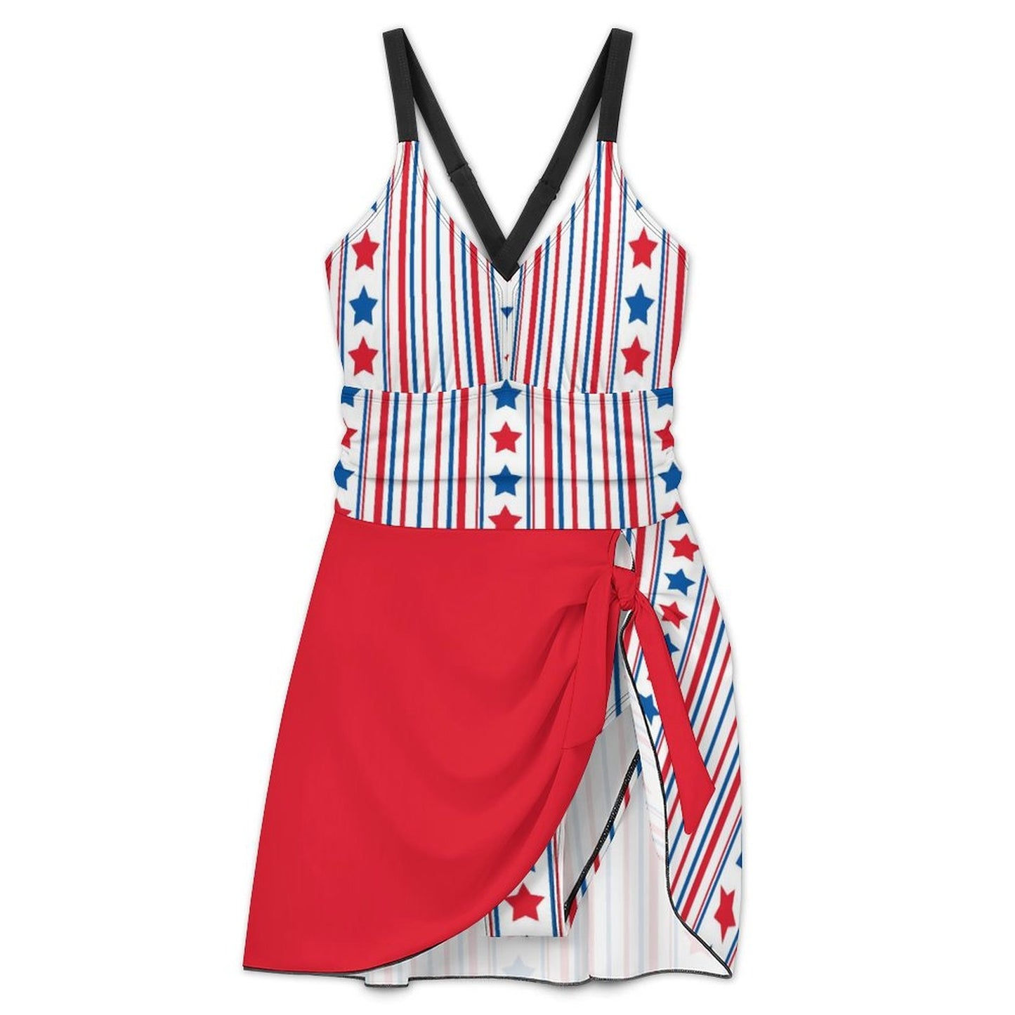 USA/American Flag Inspired Stars & Stripes Pattern Women's Hem Tie One-piece Swimsuit