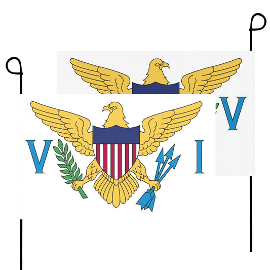 Luv My Flag's Virgin Islands flag garden banner displayed.