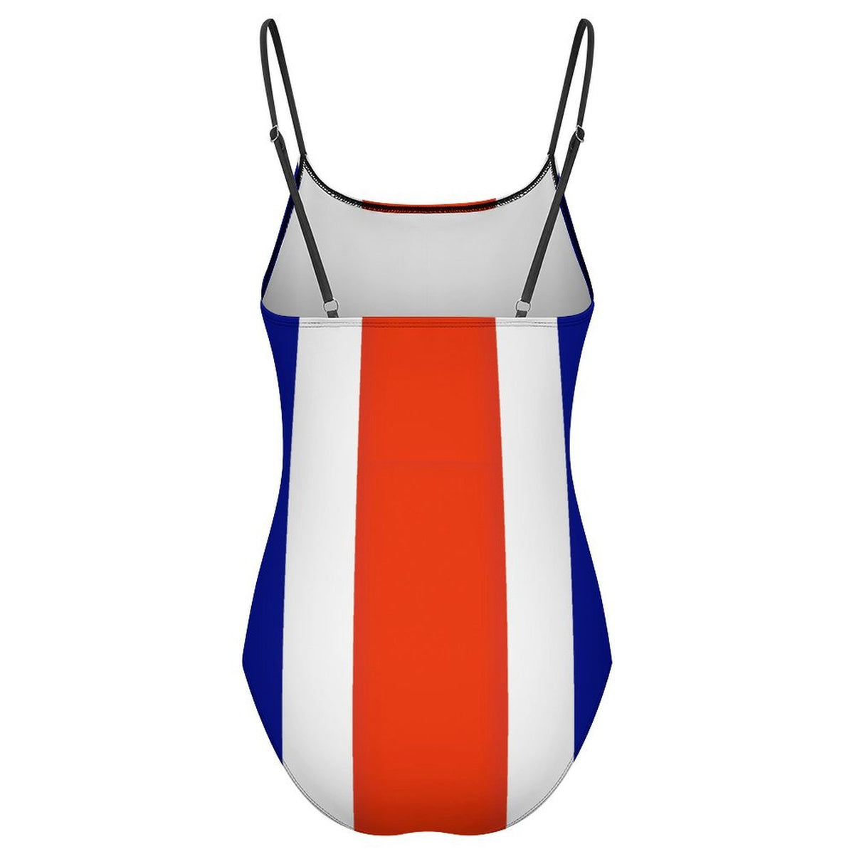 Costa Rica Flag Inspired Women's Square Neck Mesh Spliced One Piece Swimsuit