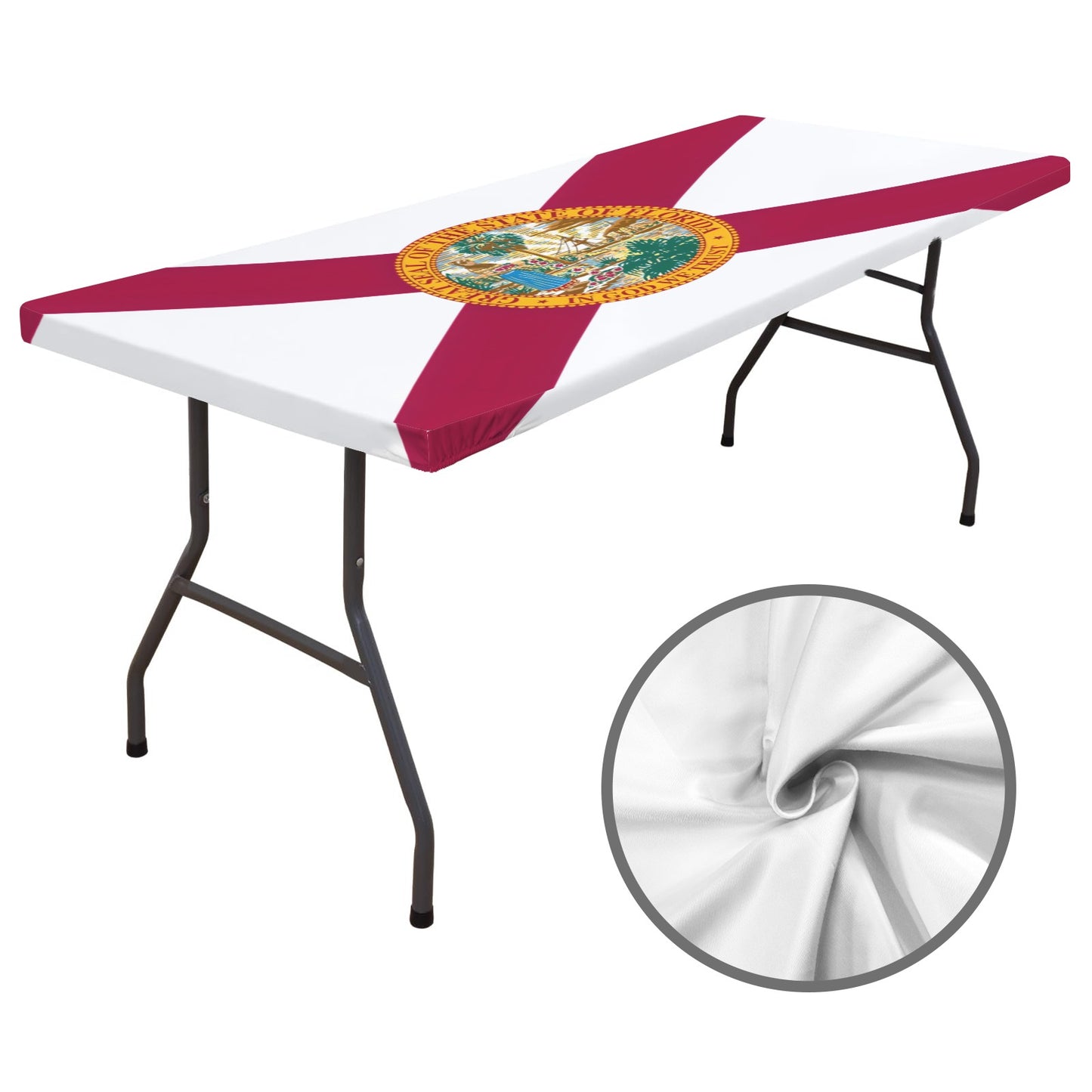 Florida Flag Inspired Custom Elastic Fitted Tablecloth 72x30 inch (Made in the USA)