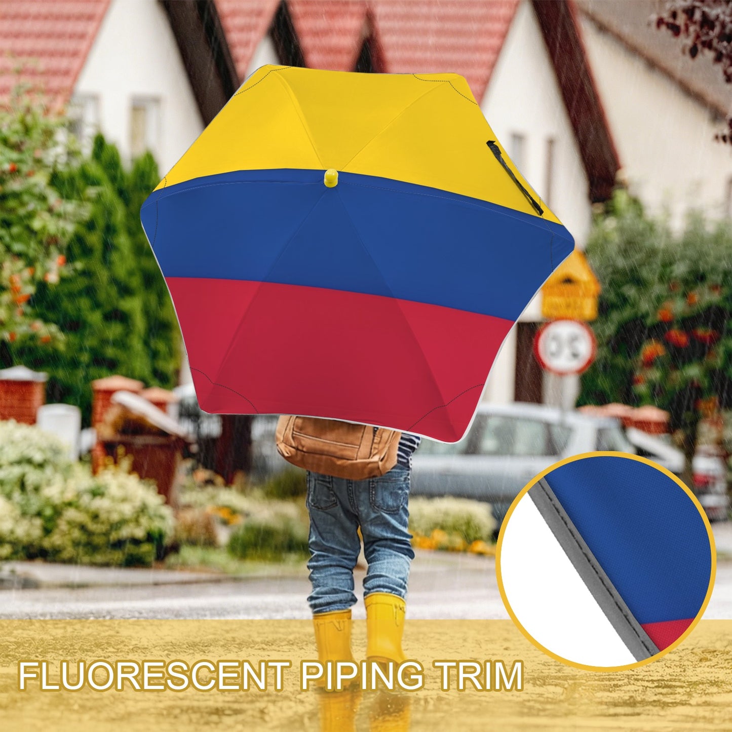 Colombia Flag Inspired Kids Safe Round Corner Umbrella