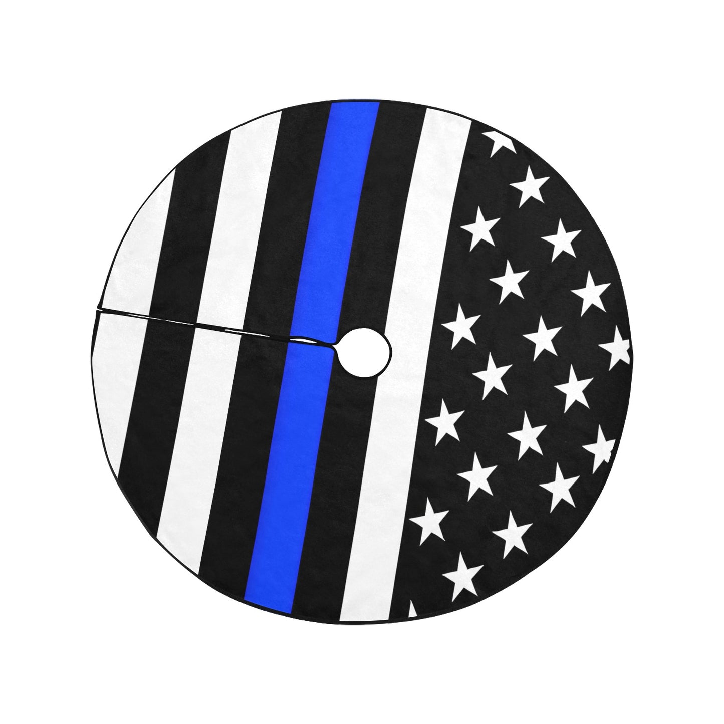 Thin Blue Line Flag Thick Christmas Tree Skirt 47" x 47"