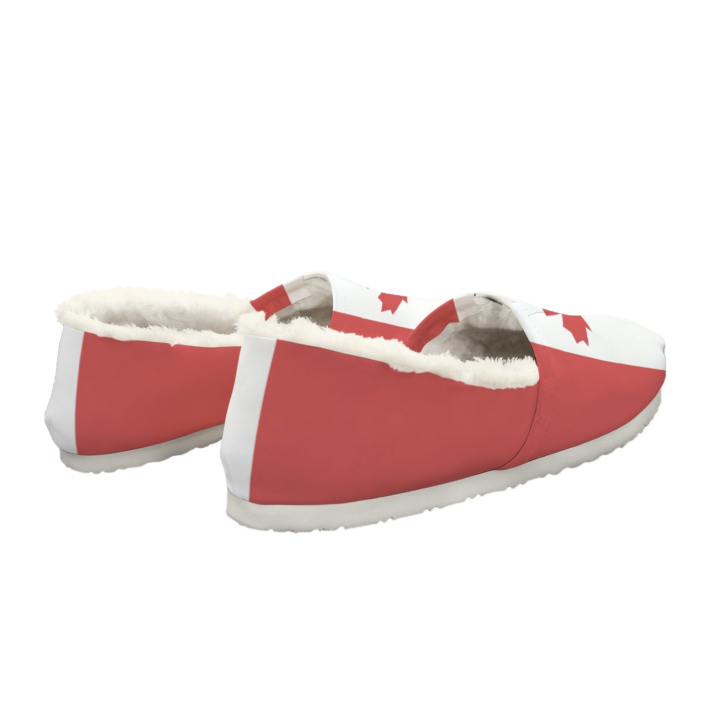 Canada Flag Inspired Women's Fleece-Lined Canvas Slip-On