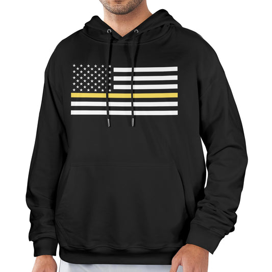 Thin Gold Line Flag Inspired Men's Hoodie (Made in the USA)