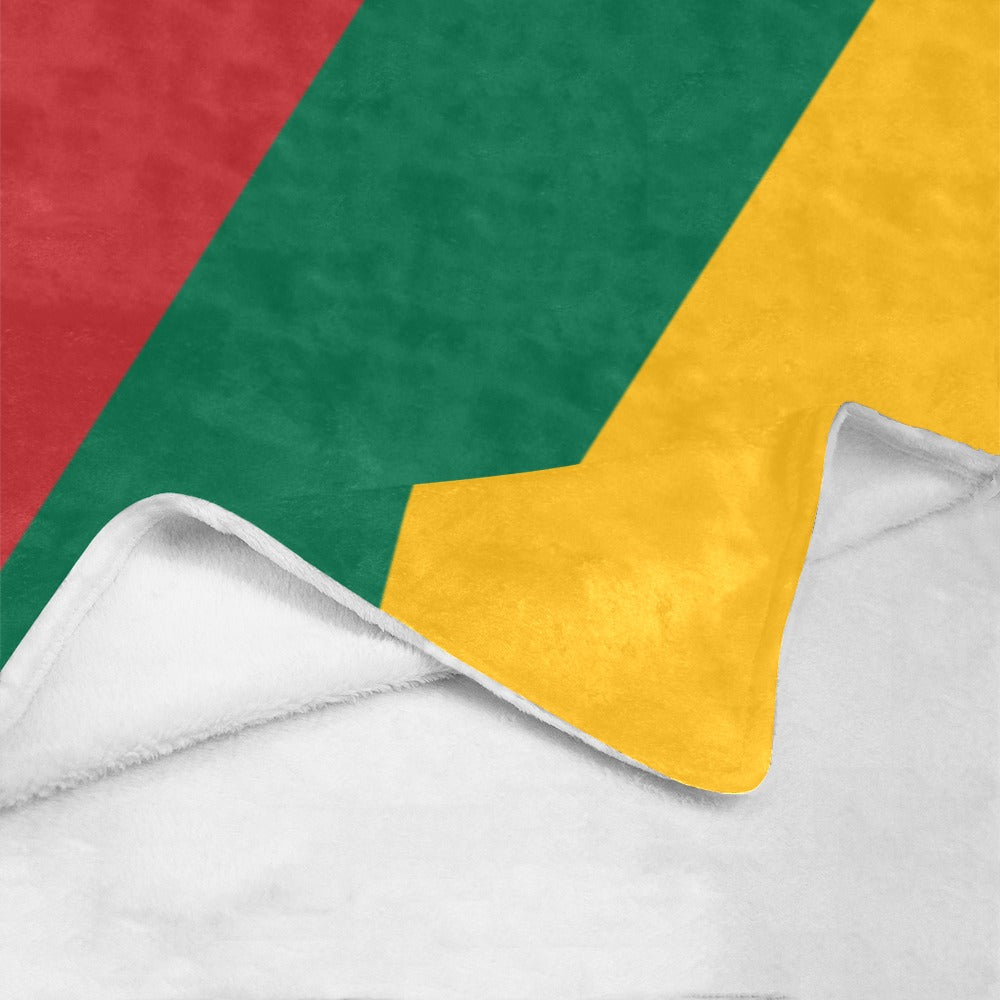 "Luv My Flag colorful blanket with vibrant geometric design."