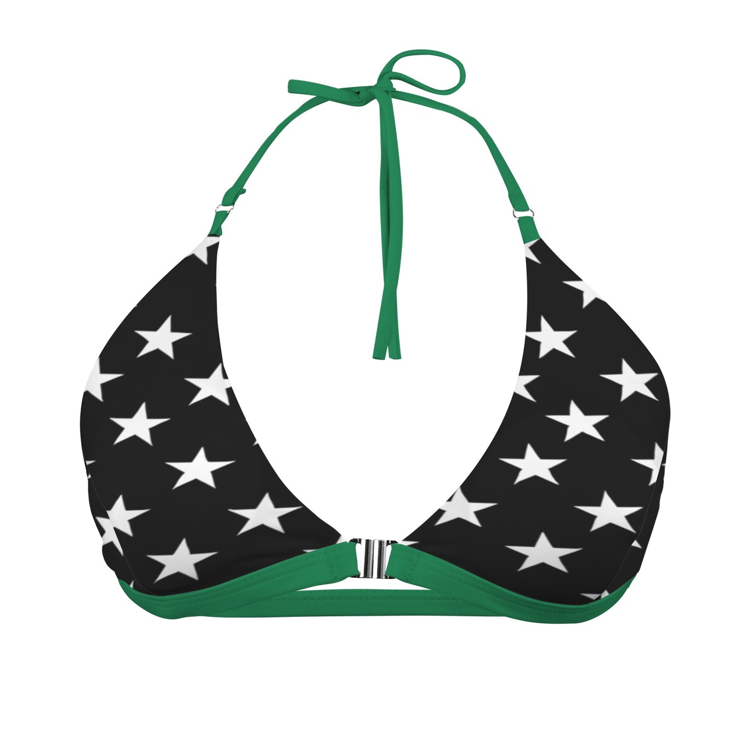 Thin Green Line Flag Inspired Women's Halter Bikini Top with Front Buckle