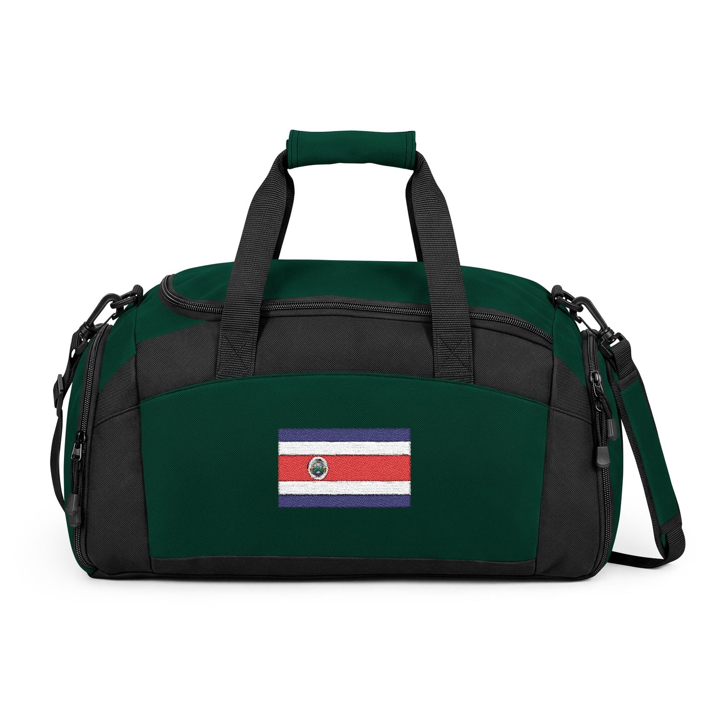 Costa Rica Flag Gym Bag — Black Duffle with Embroidered Costa Rica Flag
