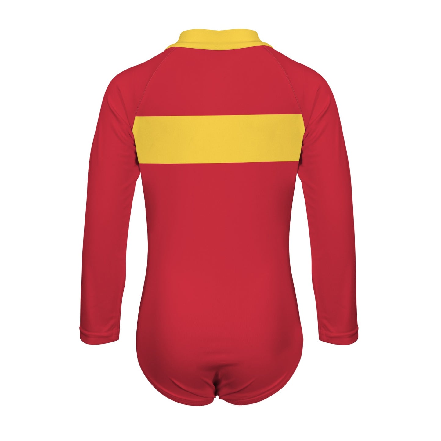 Spain Flag Inspired Big Girls' Long Sleeve One-Piece Swimsuit