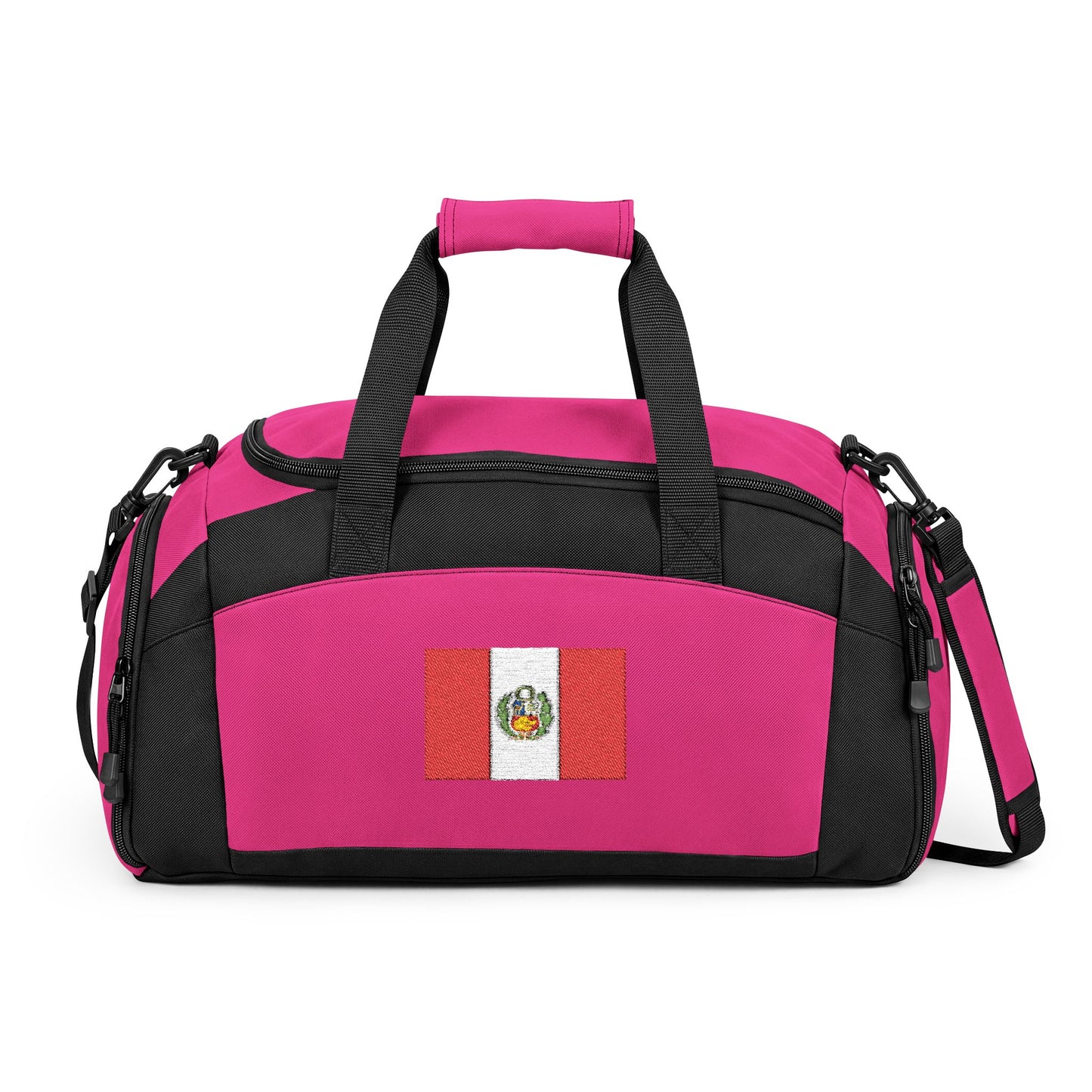 Peru Flag Gym Bag — Black Duffle with Embroidered Peru Flag