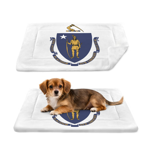 Massachusetts Flag Inspired Pet Mat 25x18inch (Made in the USA)