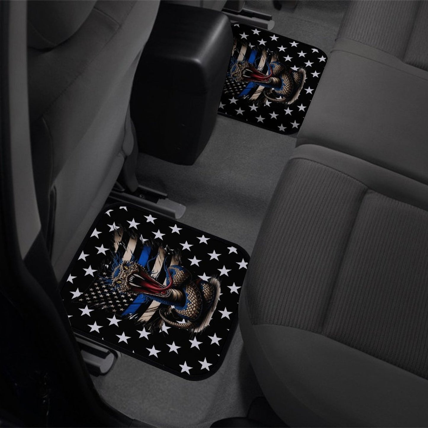 Thin Blue Line Flag Inspired Snake Car Floor Mats(4pcs)