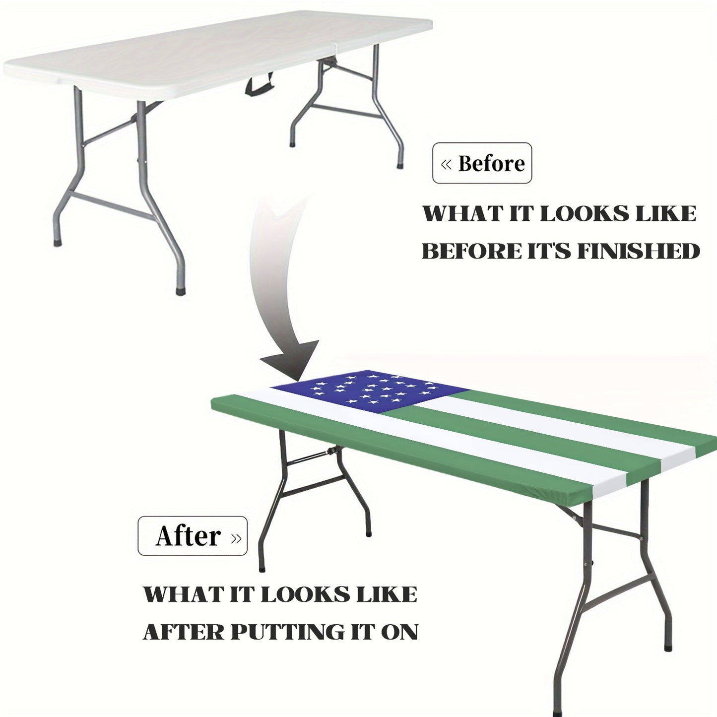 NYPD Flag Inspired Custom Elastic Fitted Tablecloth 72x30 inch (Made in the USA)