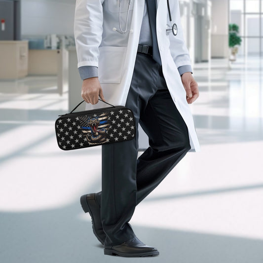 Thin Blue Line Flag Inspired Snake Stethoscope Storage Bag