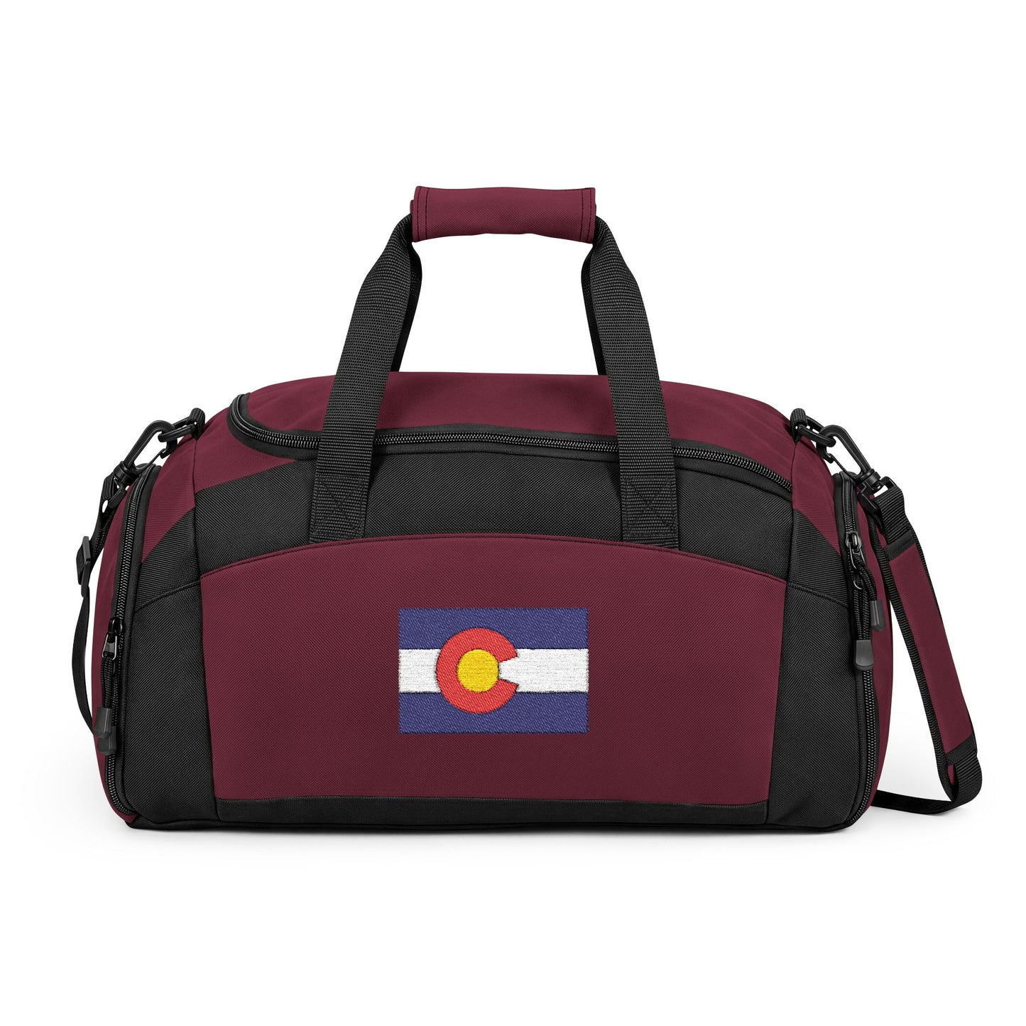 Colorado Flag Gym Bag — Black Duffle with Embroidered Colorado Flag