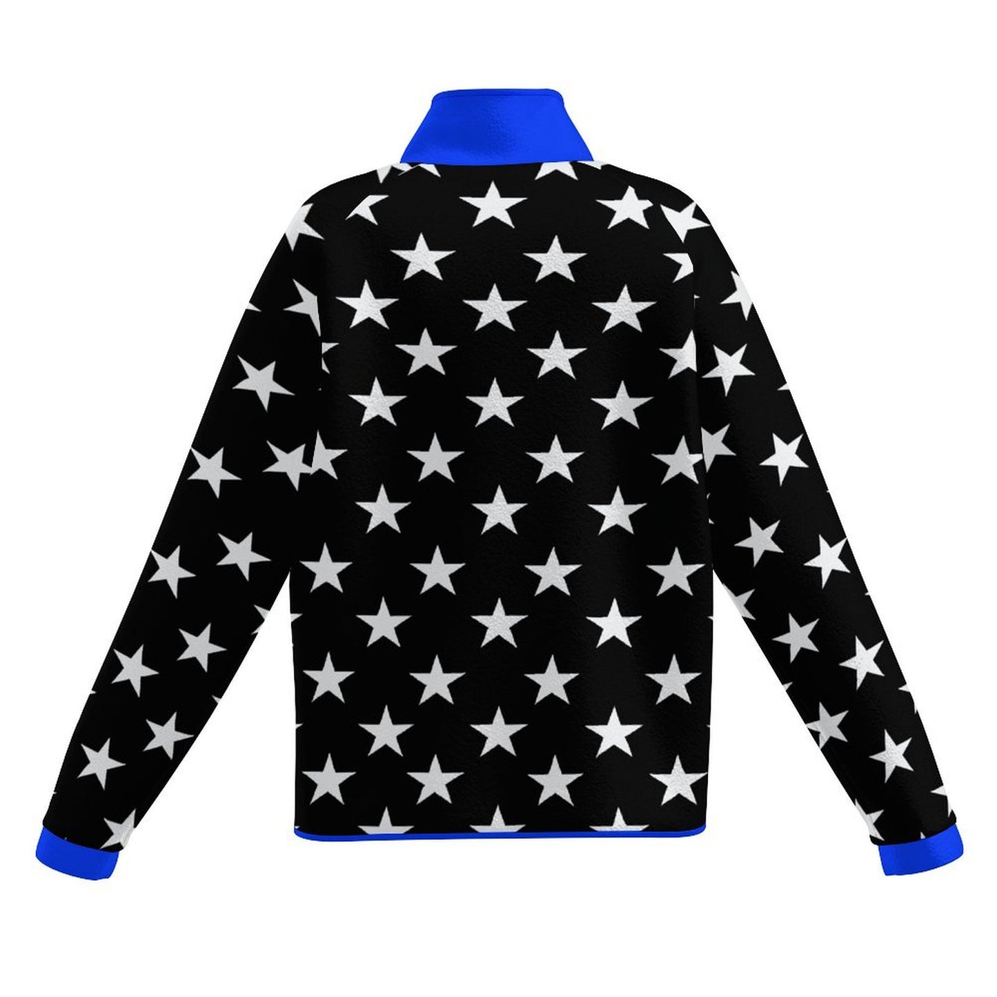 Thin Blue Line Flag Inspired Women's Stand Collar Fleece Jacket