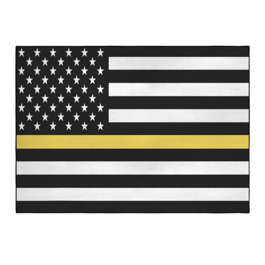 Thin Gold Line Flag Inspired 84x60 Inch Area Rug with Black Binding (Made in the USA)